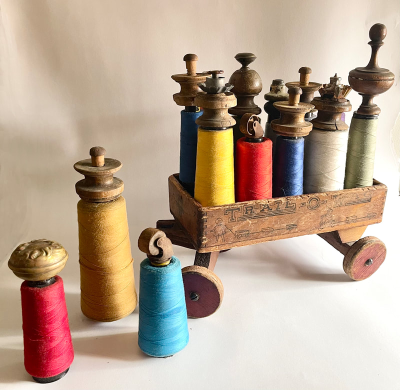 Kate Carvellas
All the Kings Men
2019 - 2022 (rework)
Repurposed industrial thread, vintage children's wagon, found objects
$500