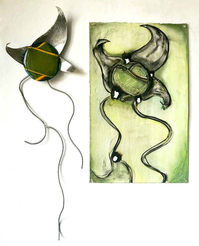 Karena Massengill
Green is Good
2019
fabricated stainless steel, and fused bullseye glass
32in x 10in x 3 1/2in
1,175.00