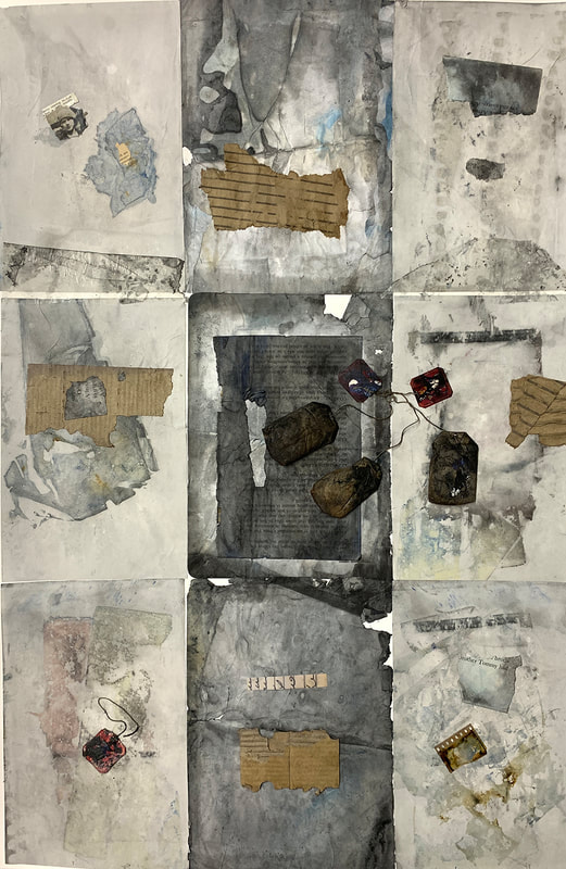 Nancy kay Turner
A Correction is Underway
2019-20
teabags/cardboard/water-altered translucent paper/test/ 
30 x 22inches
$1900.00