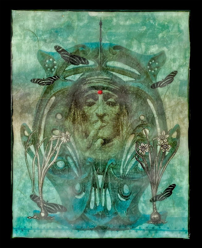 Vanessa Martin-Langone</br>
“Damocles”</br>
2021</br>
Encaustic on cradled wood panel</br>
8in X 10in X 1in</br>
$1500.00